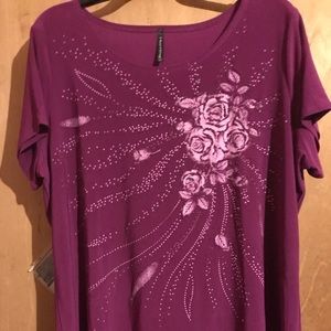 Blouse with floral and sequin detail